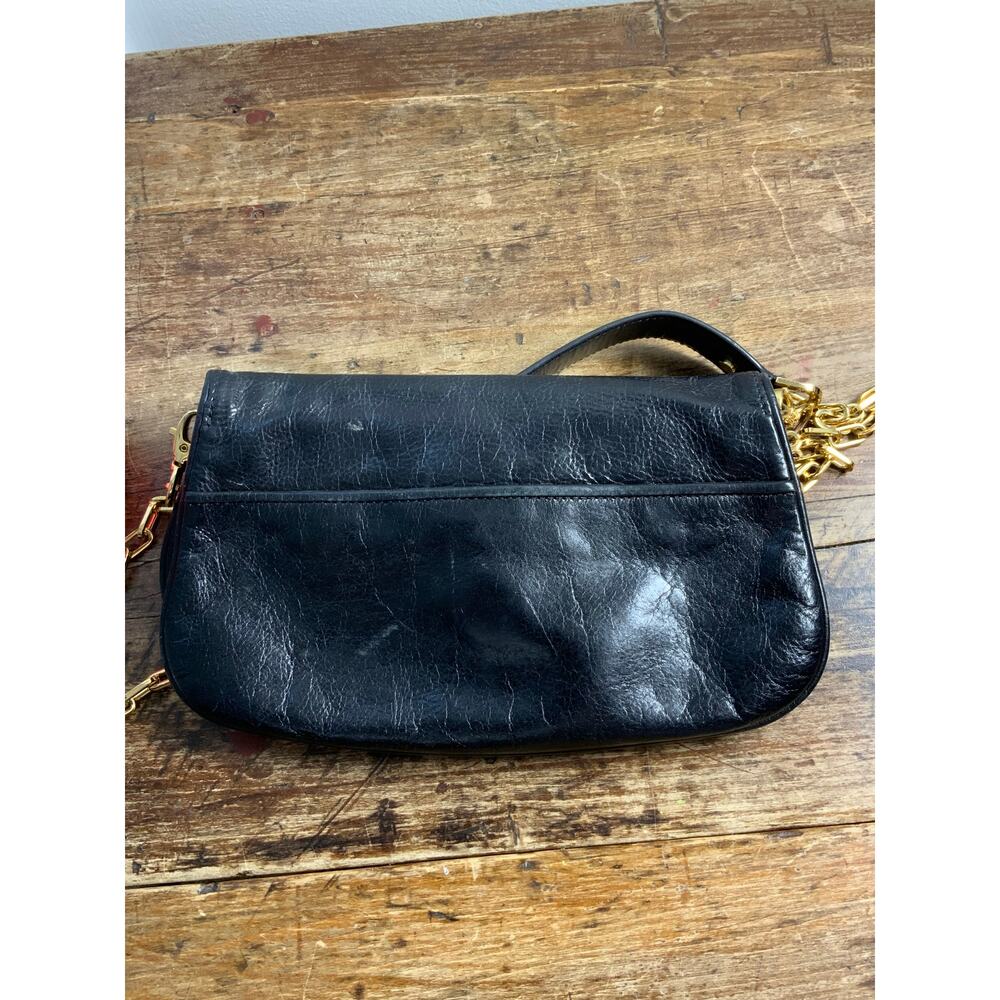 Tory Burch Reva Black Leather Detachable Gold Chain Crossbody Clutch - Picture 10 of 10